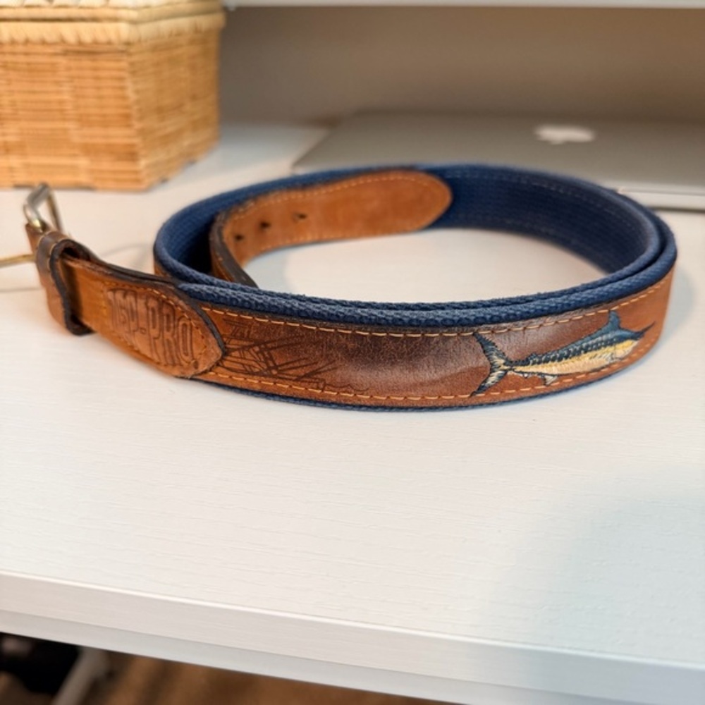 Zep-Pro Marlin Embroidered Leather and Nylon Belt
